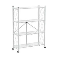 KLAPPREGAL auf Rollen 4 Fachböden Belastbarkeit 200kg 127x72x34 cm Weiß - Weiß, Metall (72/127/34cm) - PROREGAL