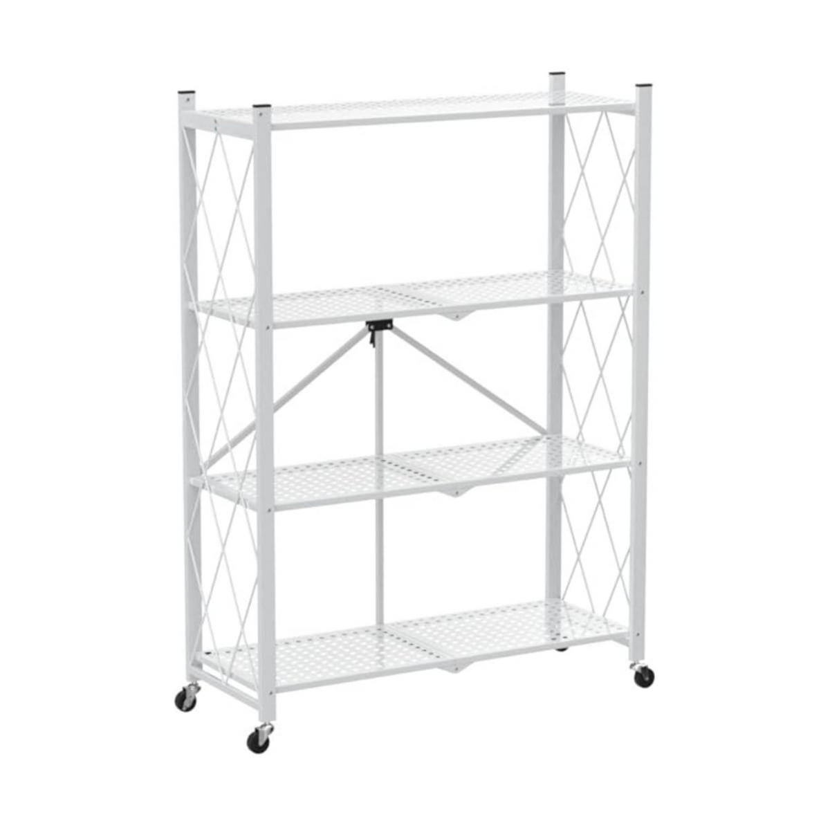 KLAPPREGAL auf Rollen 4 Fachböden Belastbarkeit 200kg 127x72x34 cm Weiß - Weiß, Metall (72/127/34cm) - PROREGAL