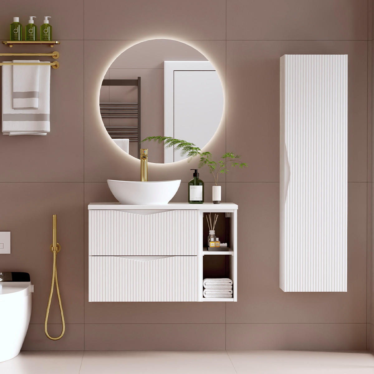 BADMÖBEL Tao 2er-Set Weiß - Weiß, Holzwerkstoff (80.6/52.2/46.5cm) - Petits-meubles