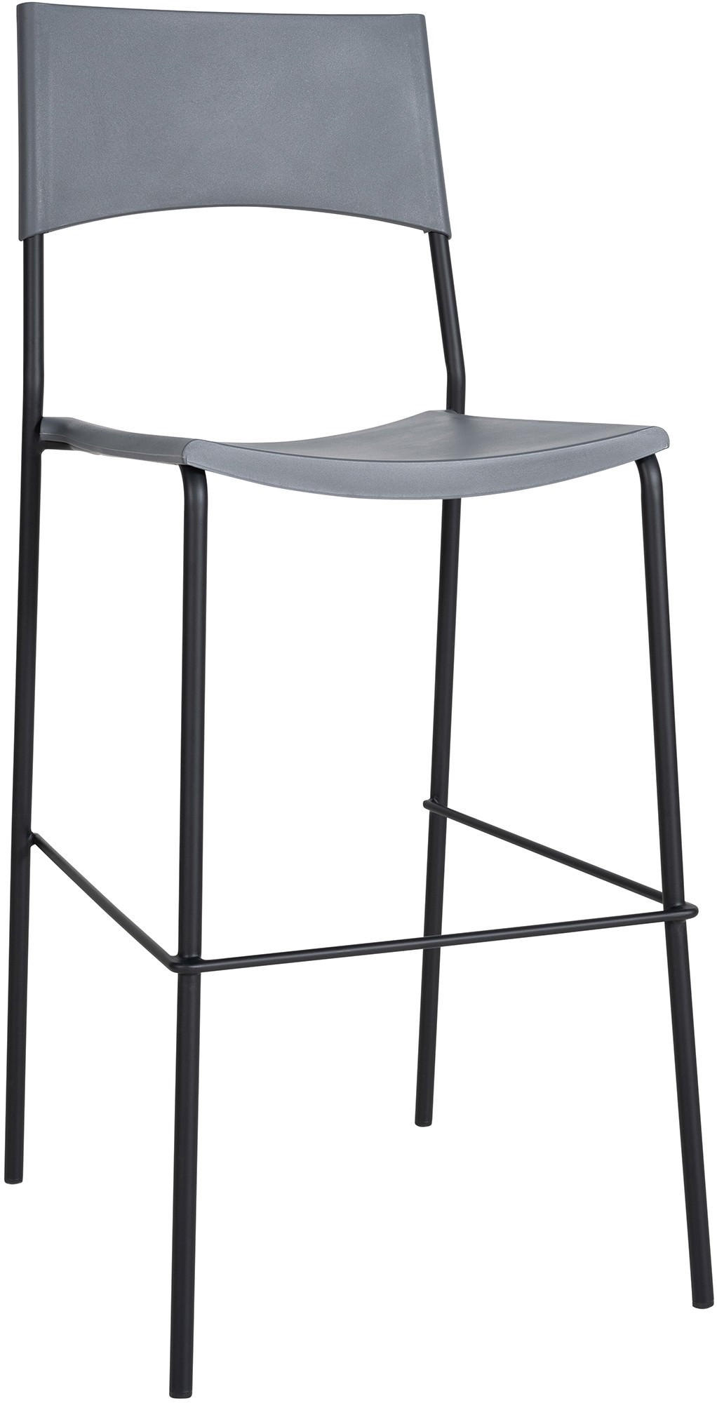 BARHOCKER Kunststoff grau - Schwarz/Grau, Kunststoff/Metall (43/114/41cm) - CLP
