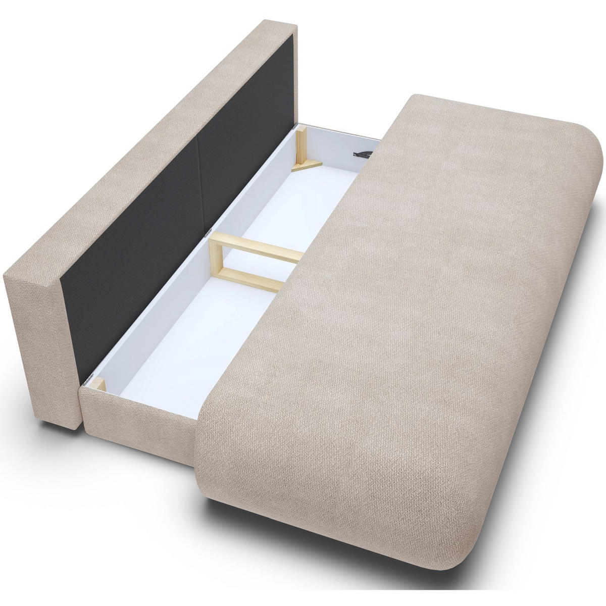 3-SITZER SCHLAFSOFA Hellbeige Chenille - Ecru/Schwarz, Kunststoff/Textil (214/74/100cm) - Selsey