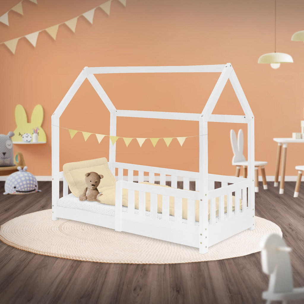 Thumbnail - Ml-Design Kinderbett, Weiß, Holz, 70x140 cm, Kinder- & Jugendzimmer, Kindermöbel, Kinderbetten, Hausbetten