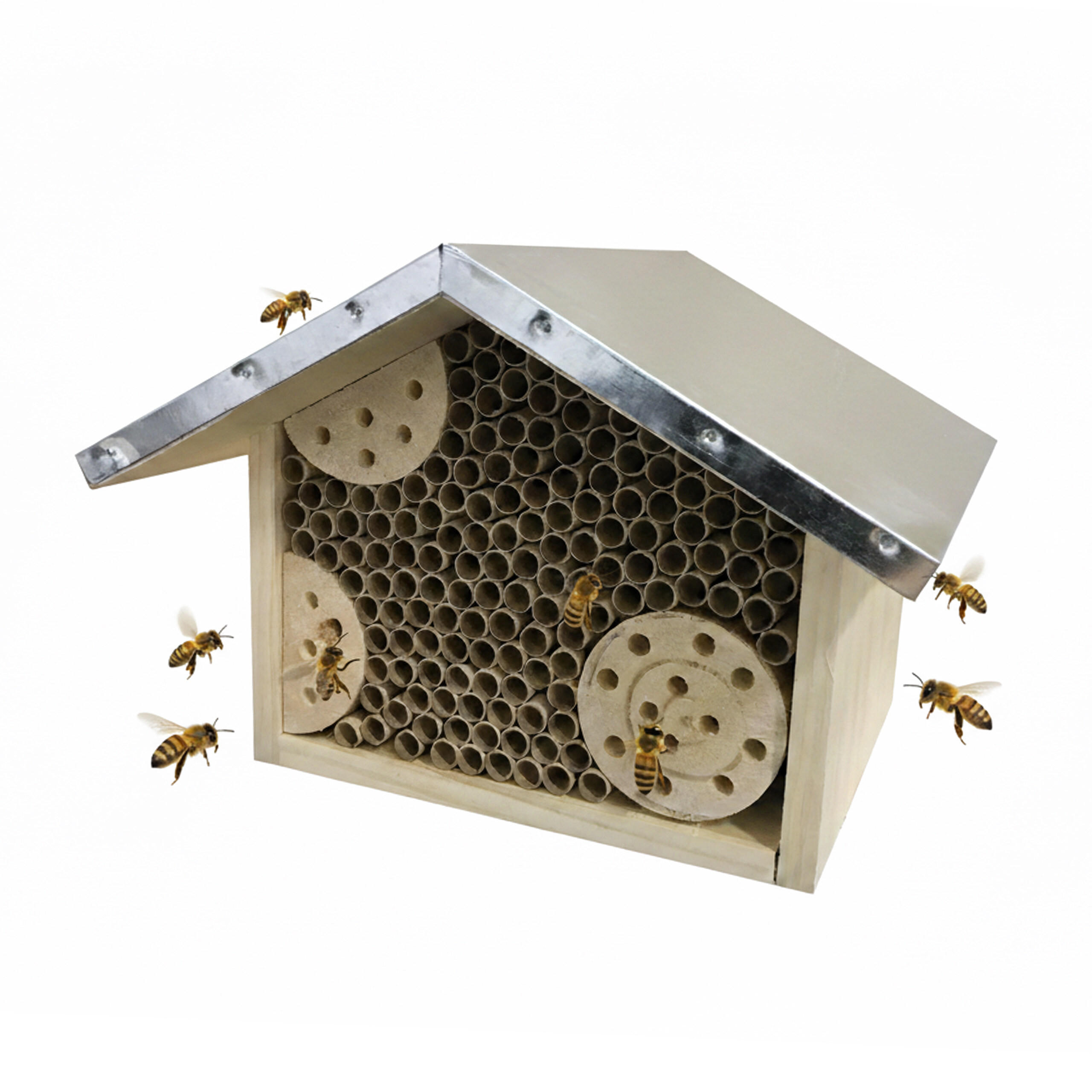 BIENENHOTEL - Hellbraun, Holz/Papier (23/17/20cm) - Relaxdays