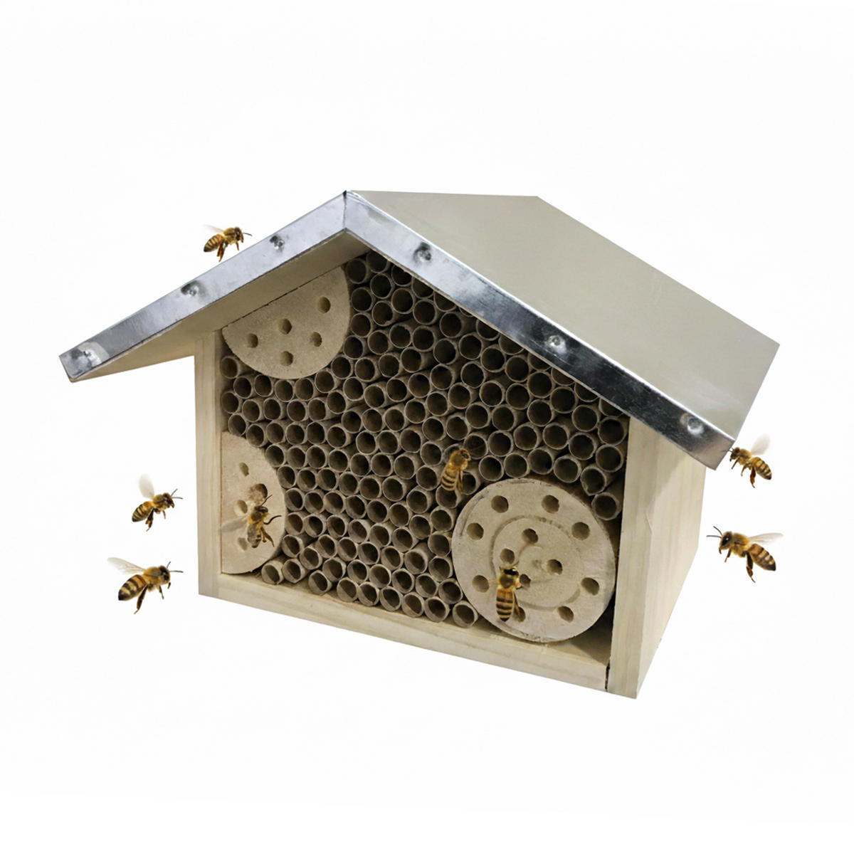 BIENENHOTEL - Hellbraun, Holz/Papier (23/17/20cm) - Relaxdays