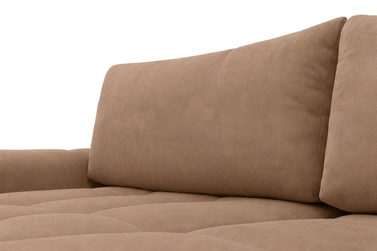 ECKSOFA L-Form Mit Schlaffunktion, Veloursstoff Bluvel, Latte, Links, BELVEDER L - Cappuccino, Holz (250/168cm) - Kaiser Möbel