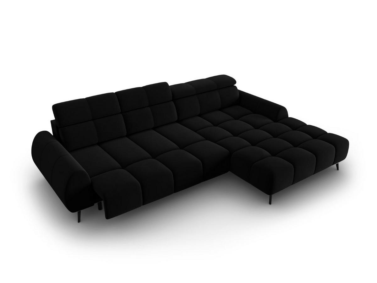 ELEKTRISCHES-ECKSOFA rechts Alyse aus Samt schwarz 5 Sitzplätze - Schwarz, Textil (188/295cm) - Micadoni
