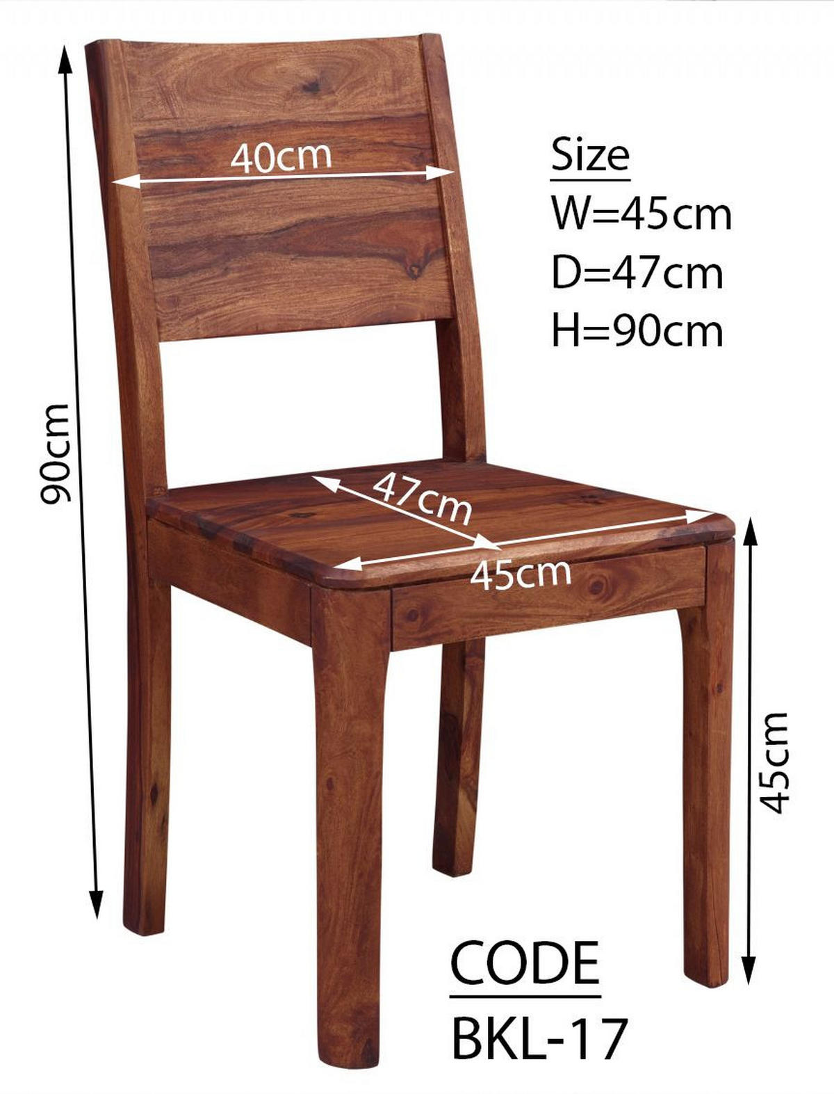 STUHL Sheesham 45x47x90 walnuss geölt BROOKLYN #06 - Dunkelbraun, Holzwerkstoff (45/90/47cm)