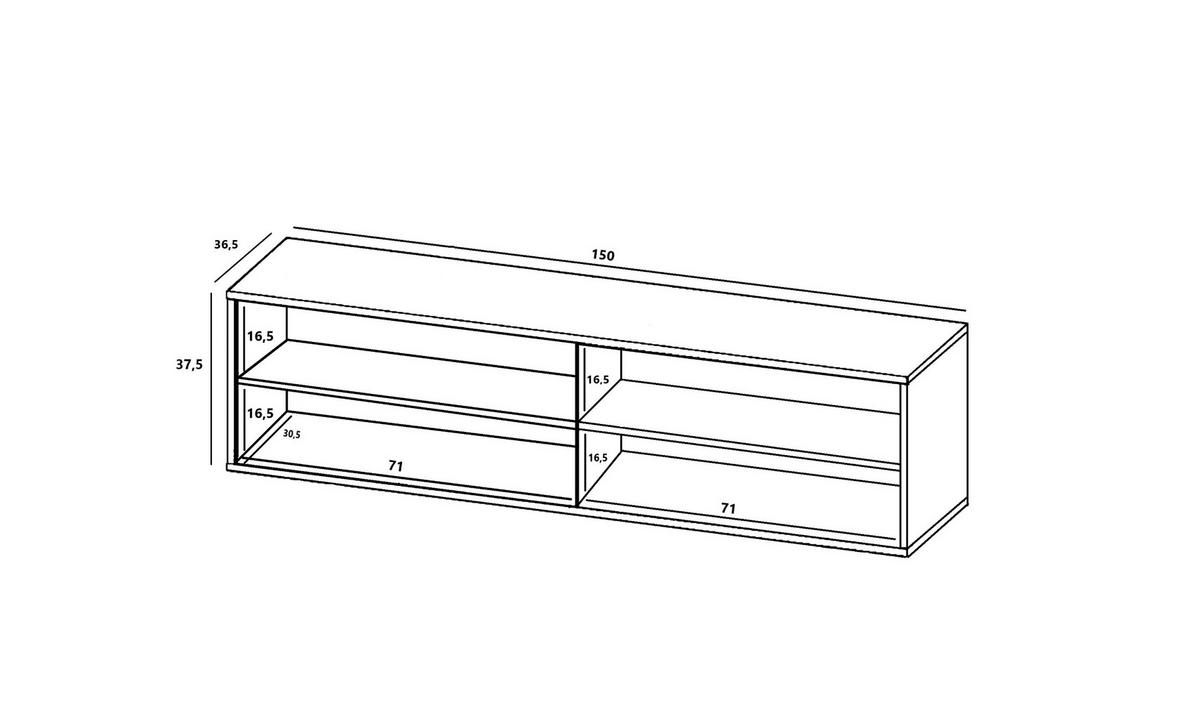 TV-SCHRANK Elpis Schwarz Matt Glamour 150 cm - Schwarz, Holzwerkstoff (150/37.5/36.5cm) - Meble Lindner