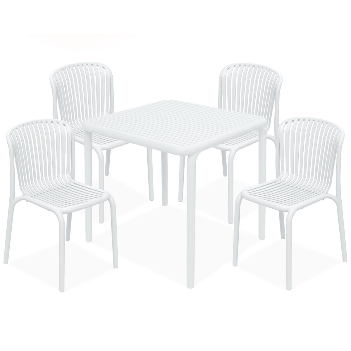 GARTEN ESSGRUPPE FICCARI, Gartenmöbel-Set 5-tlg, Weiß - Weiß, Kunststoff - KONSIMO®