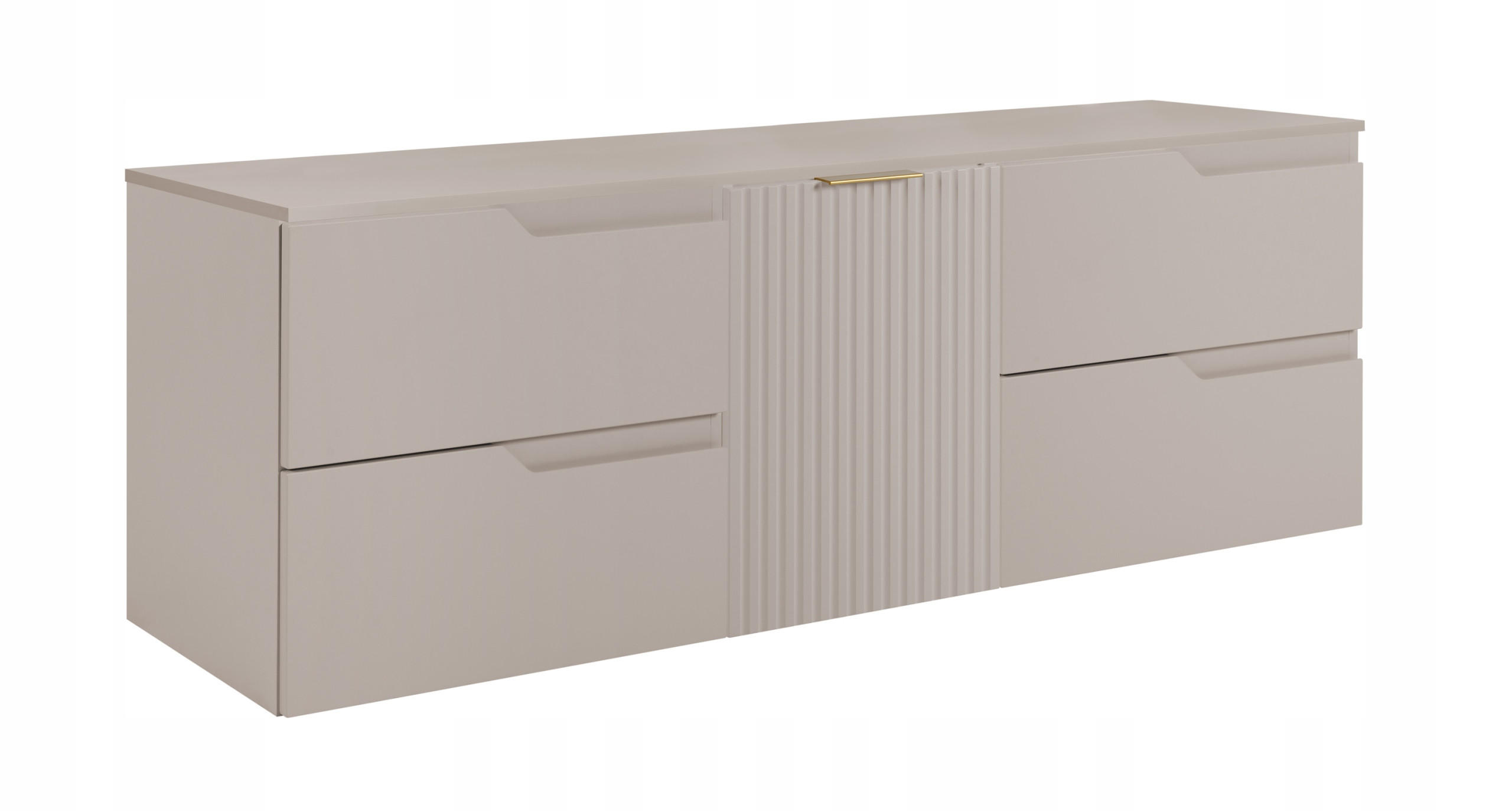 WASCHBECKUNTERSCHRANK MODERN 160cm mit Arbeitsplatte Farbe: Kaschmir mit geriffelter Vorderseite Farbe: Kaschmir - Kaschmir - Kaschmir, Holzwerkstoff (160/57/46cm) - Rodan