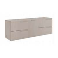 WASCHBECKUNTERSCHRANK MODERN 160cm mit Arbeitsplatte Farbe: Kaschmir mit geriffelter Vorderseite Farbe: Kaschmir - Kaschmir - Kaschmir, Holzwerkstoff (160/57/46cm) - Rodan