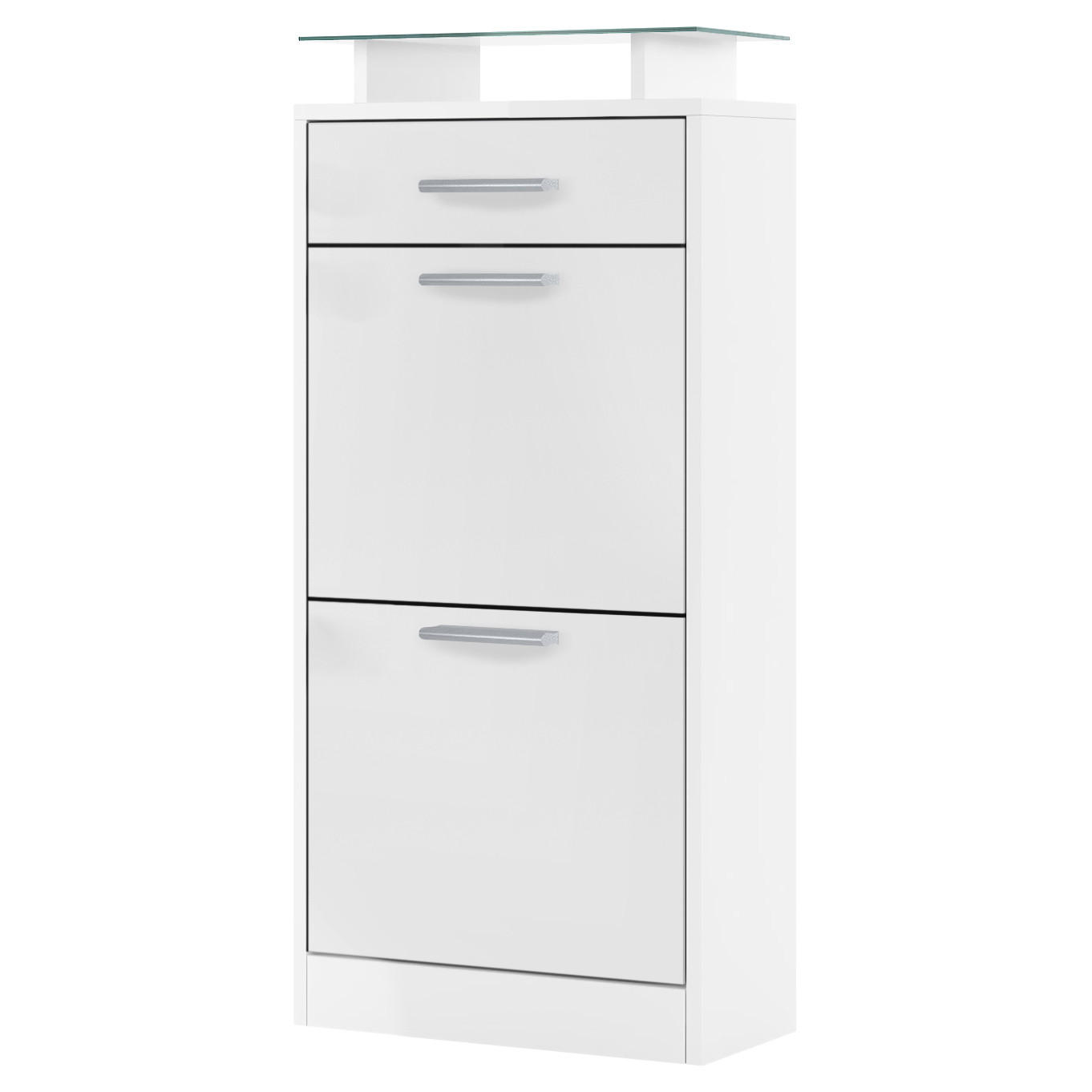 SCHUHSCHRANK Loret Front in Weiß matt - Weiß, Holzwerkstoff (46/104/23cm) - Vladon
