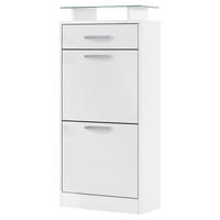 SCHUHSCHRANK Loret Front in Weiß matt - Weiß, Holzwerkstoff (46/104/23cm) - Vladon