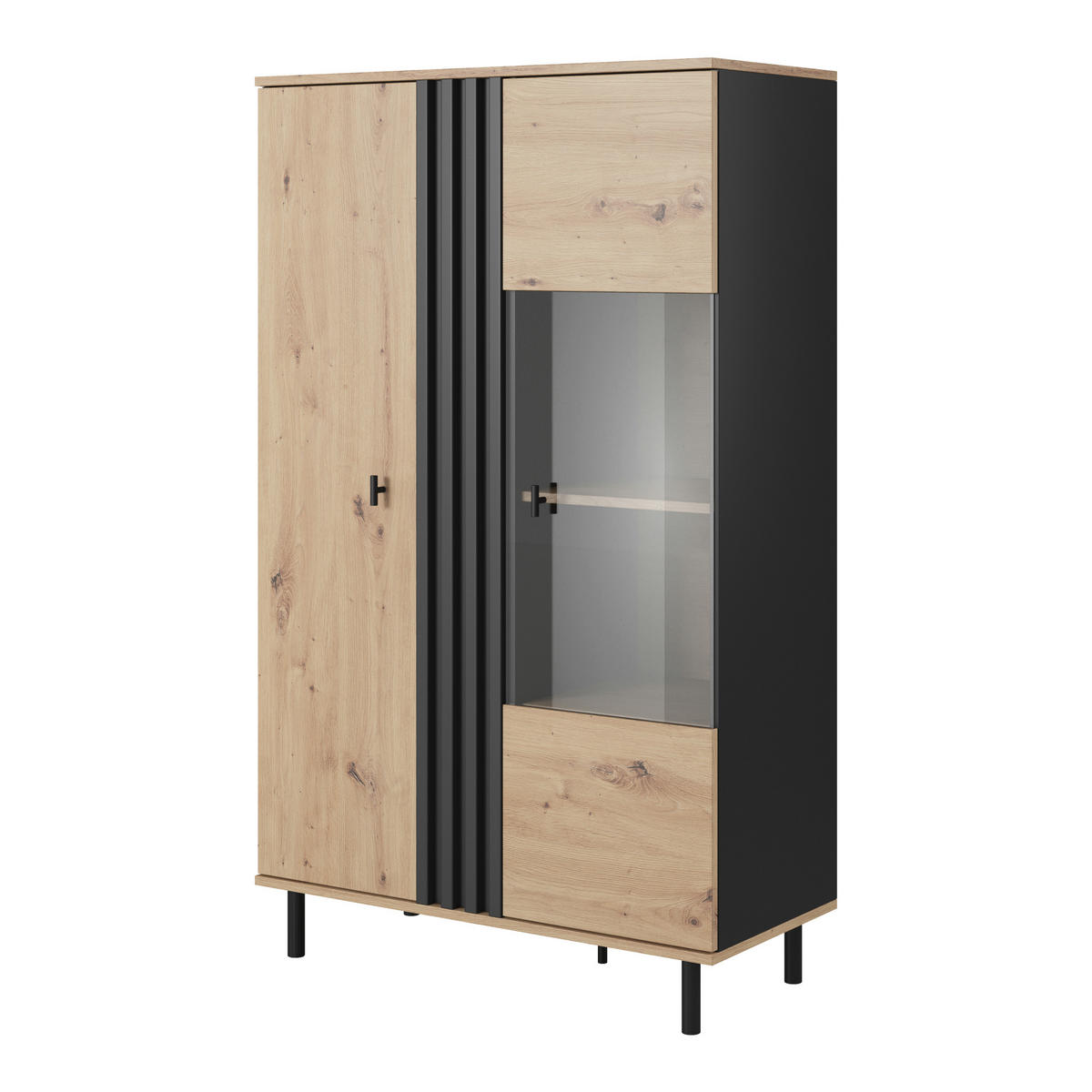 VITRINE MANDAL WIT1 MDF-Leiste Eiche Eiche - Eichefarben/Braun, Glas/Holzwerkstoff (90/149/40cm) - Komodee