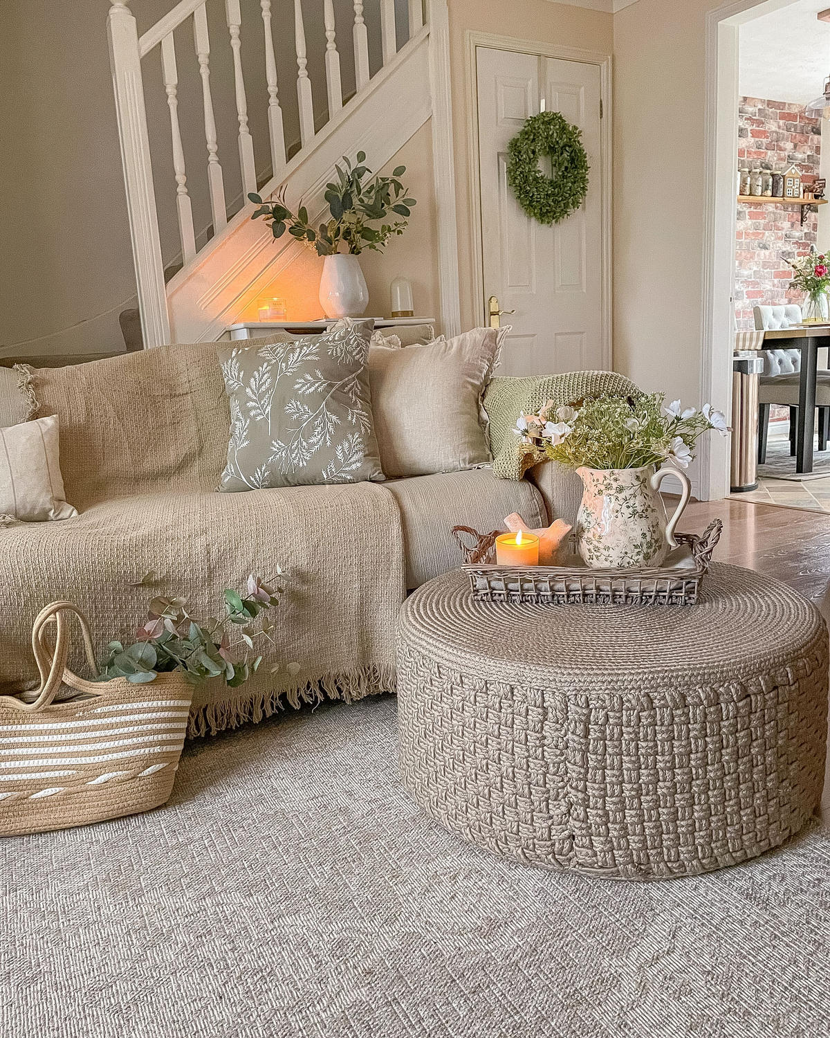 POUF Beige Mithi - Beige, Textil (70/30/70cm) - Beliani