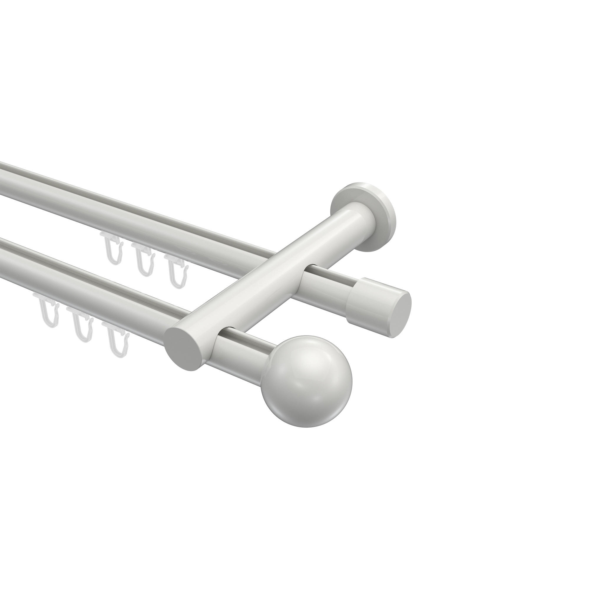 INNENLAUF-GARDINENSTANGEN-SET Platon Luino 120 cm, 2-läufig, 20 mm Ø Weiß - Weiß, Metall (120cm) - INTERDECO