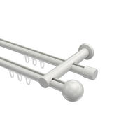 INNENLAUF-GARDINENSTANGEN-SET Platon Luino 280 cm (geteilt in 2 x 140 cm), 2-läufig, 20 mm Ø Weiß - Weiß, Metall (280cm) - INTERDECO