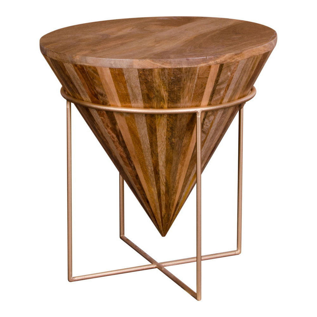 COUCHTISCH Hapur Mangoholz, Stahl Natur - Naturfarben, Holz (40/40/43cm) - tinkaro