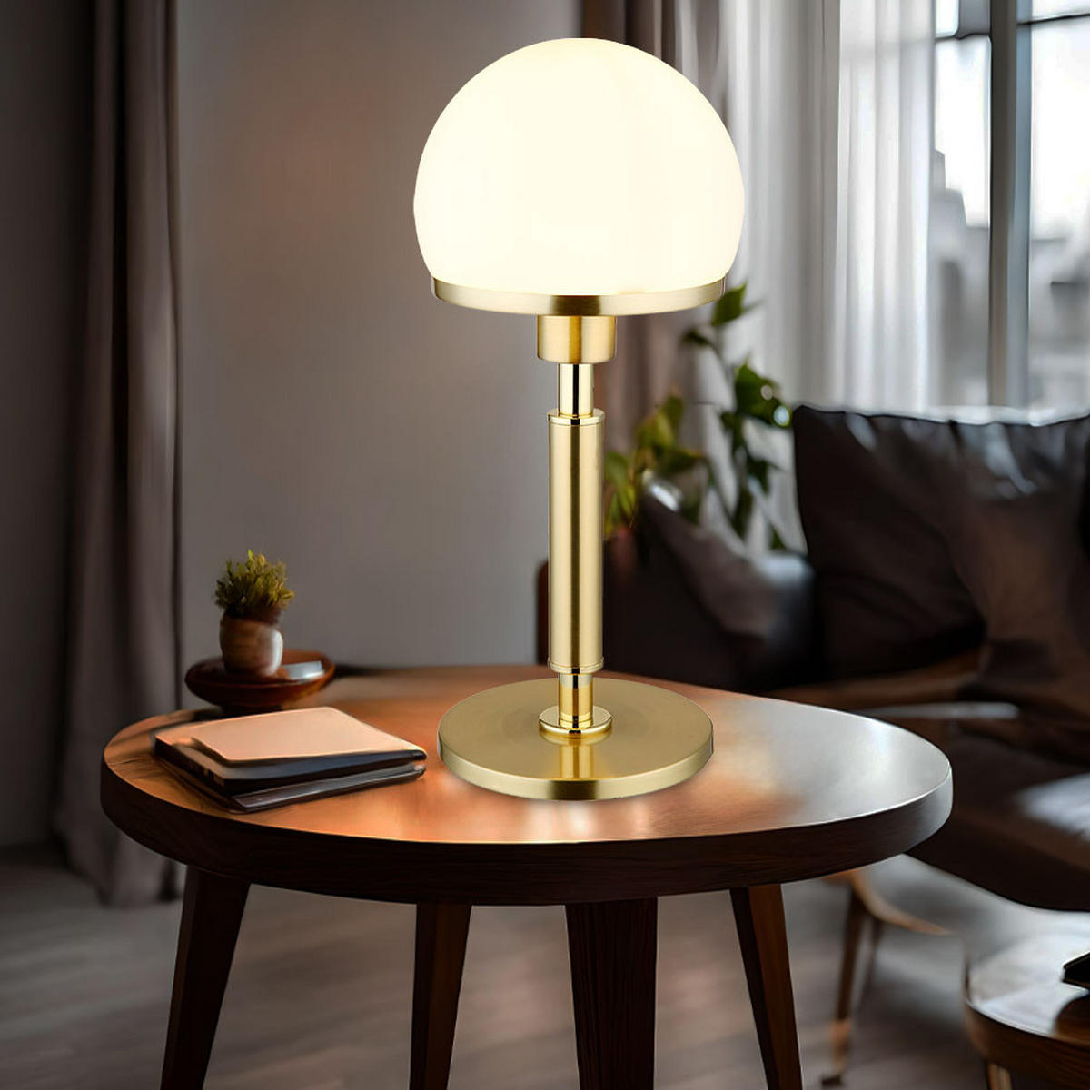 TISCHLEUCHTE Metall Messing Opalglas - Messingfarben, Glas (18/18/40cm) - Globo Lighting