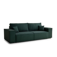 SOFA MIT SCHLAFFUNKTION Milos Grün Webstoff - Schwarz/Grün, Holz/Holzwerkstoff (255/70/105cm) - Maison de Reve