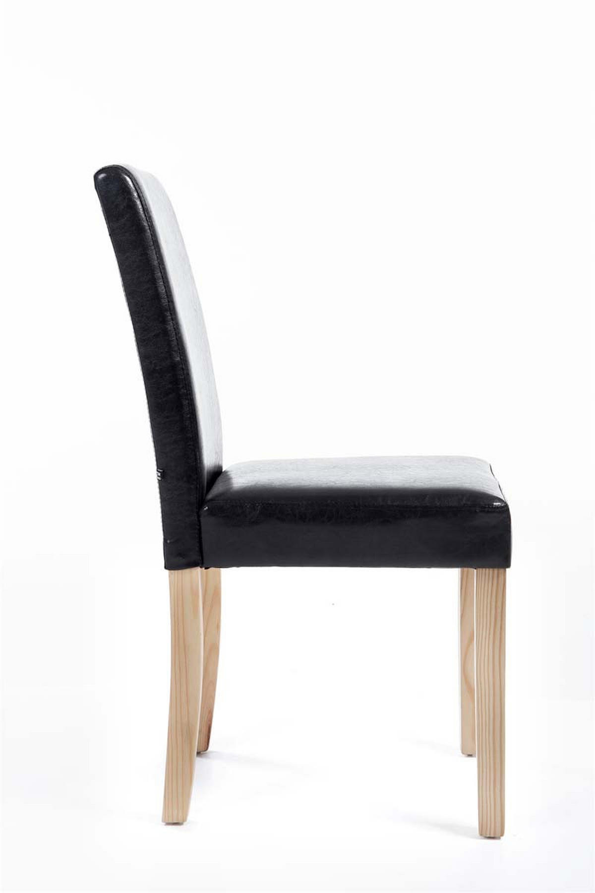 STUHL Lederlook schwarz - Eukalyptusholzfarben/Schwarz, Holz/Textil (41/91/47cm) - CLP