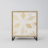 SIDEBOARD SPOTTED DAZE, Eichefarben, 57,5x42x67,5 cm, Schwarze Metall-Rahmenfüße - Eichefarben/Multicolor, Holzwerkstoff/Metall (57.5/67.5/42cm) - SpaceRebels