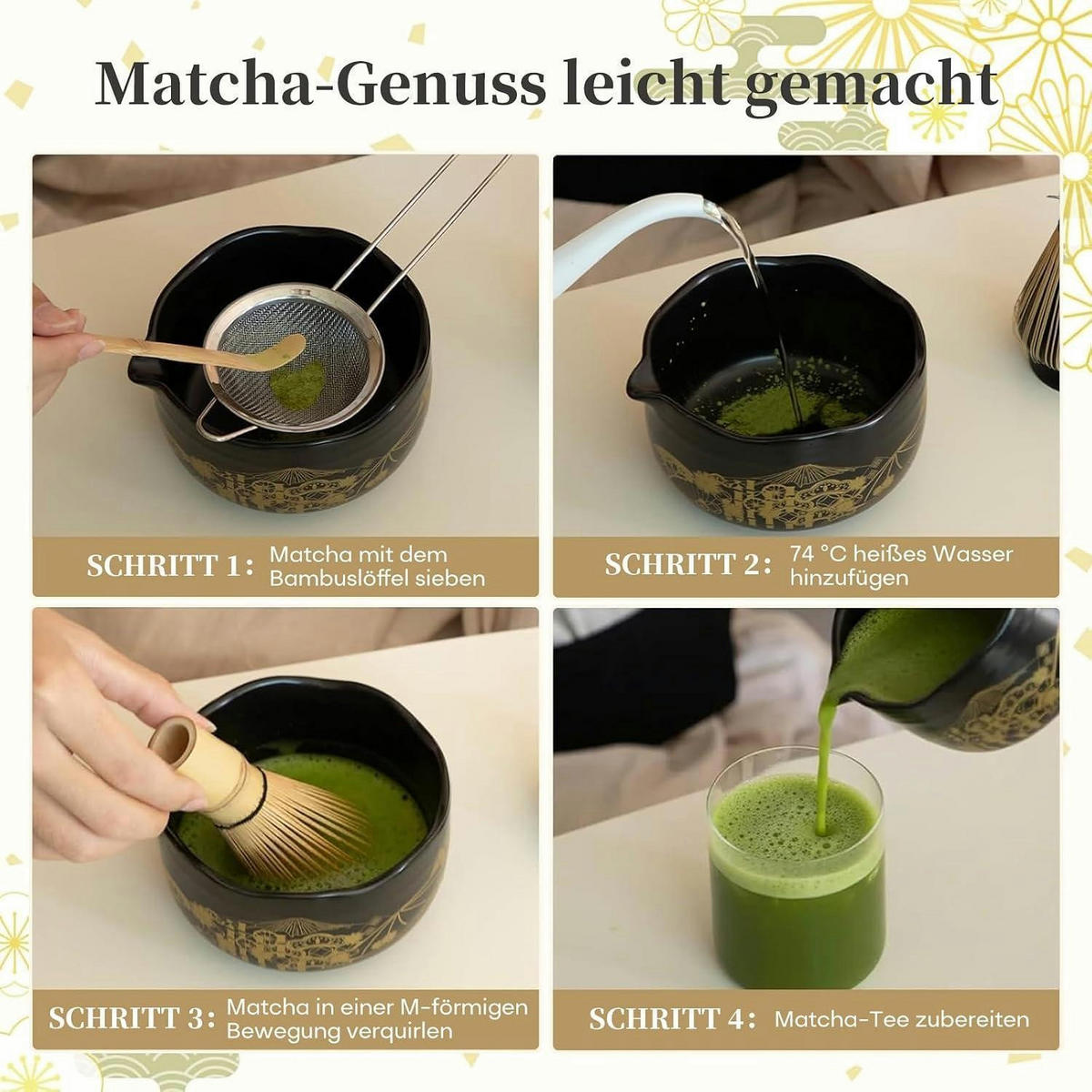 MATCHA Set 5-teiliges Set Berg Fuji Design Schwarz - Schwarz, Keramik (13.4/6.6/13.4cm)