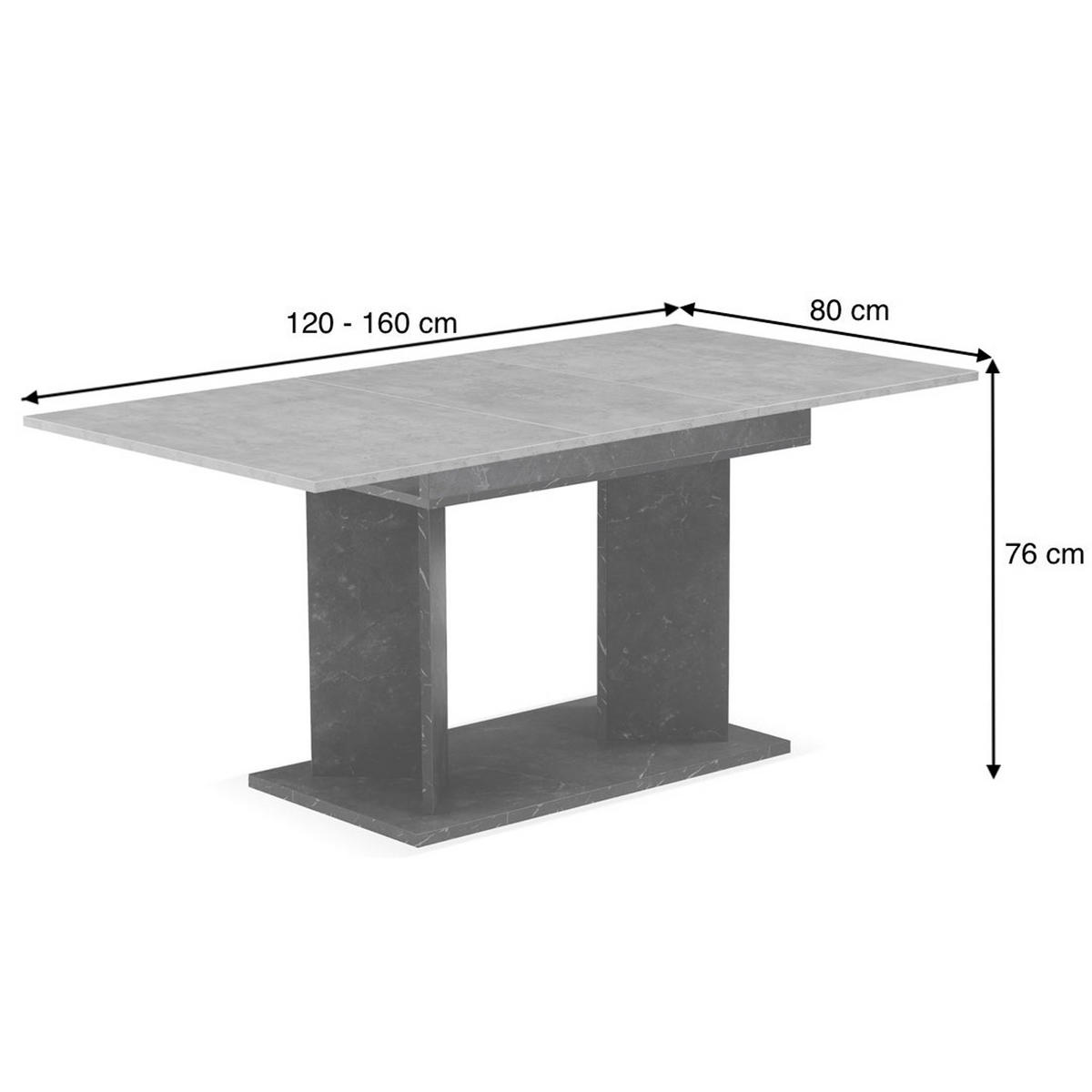 ESSTISCH VIVIAN 120-160/80/76 cm - Anthrazit/Sonoma Eiche, Holzwerkstoff (80/120/76cm) - B&D Home