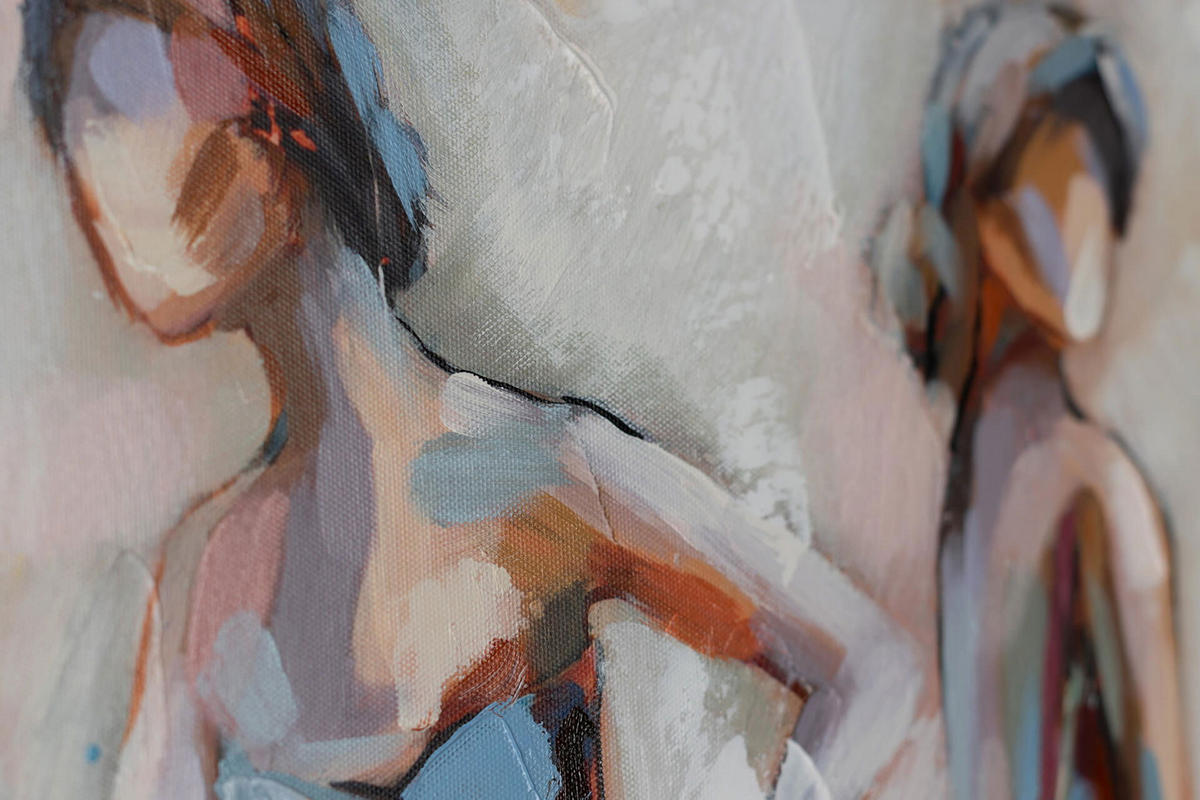 ACRYLBILD HANDGEMALT 100/50 cm - Beige/Rot, Holz/Textil (1.8/50cm) - KUNSTLOFT