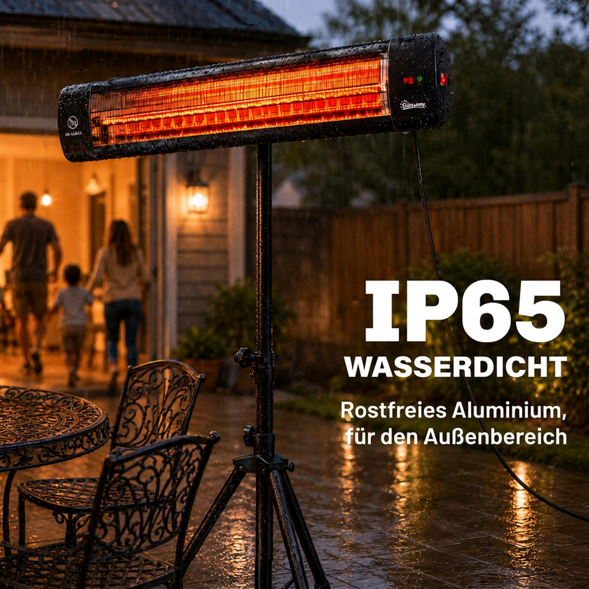 INFRAROT-HEIZSTRAHLER Aluminium Karbonfaser Schwarz - Schwarz, Metall (81/180/87cm) - Outsunny