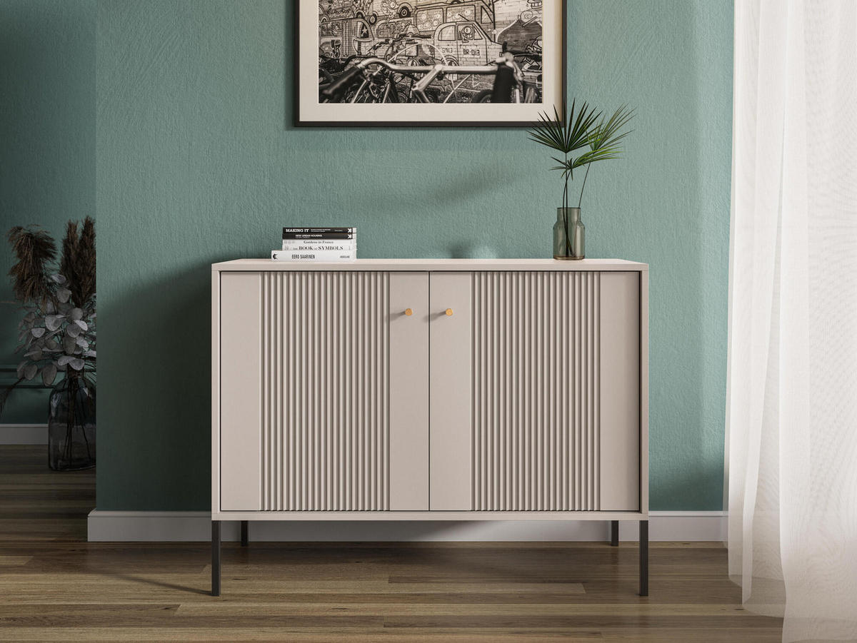 SIDEBOARD ISEO Beige, Schwarz 104x39x79 cm - Beige/Schwarz, Holzwerkstoff (104/79/39cm) - FURNLUX