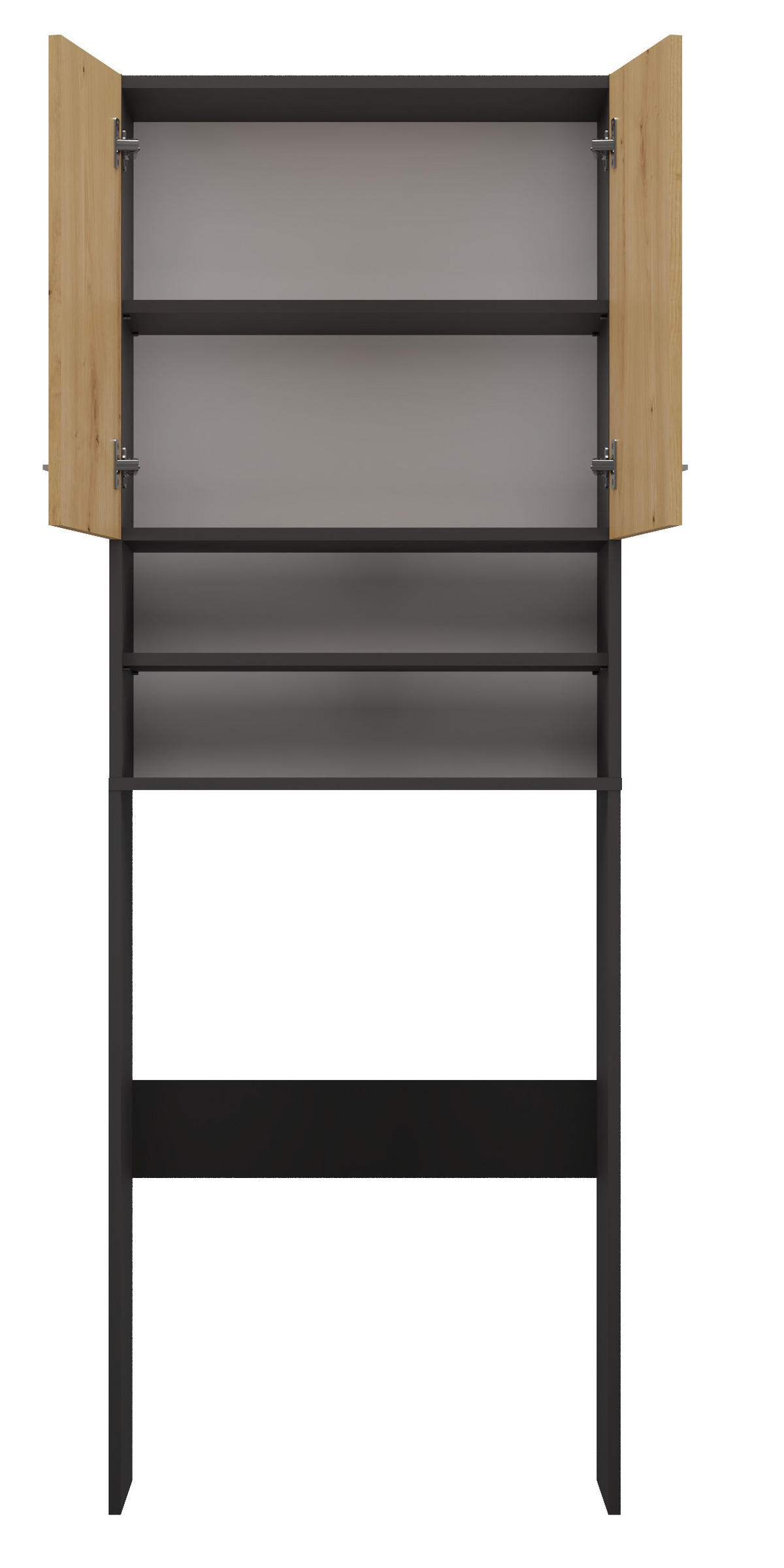 WASCHMASCHINENSCHRANK Überbau mit Regal und Türen - Anthrazit/Eiche Artisan, Holzwerkstoff (64/180/30cm) - CDF