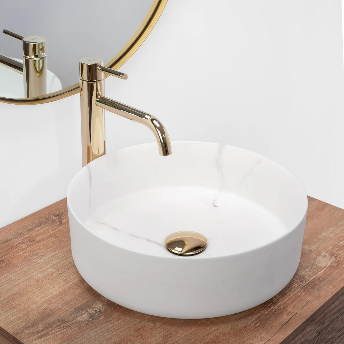 AUFSATZWASCHBECKEN Rea Sami Marble Mat - Weiß, Keramik (36/11.5/36cm) - REA