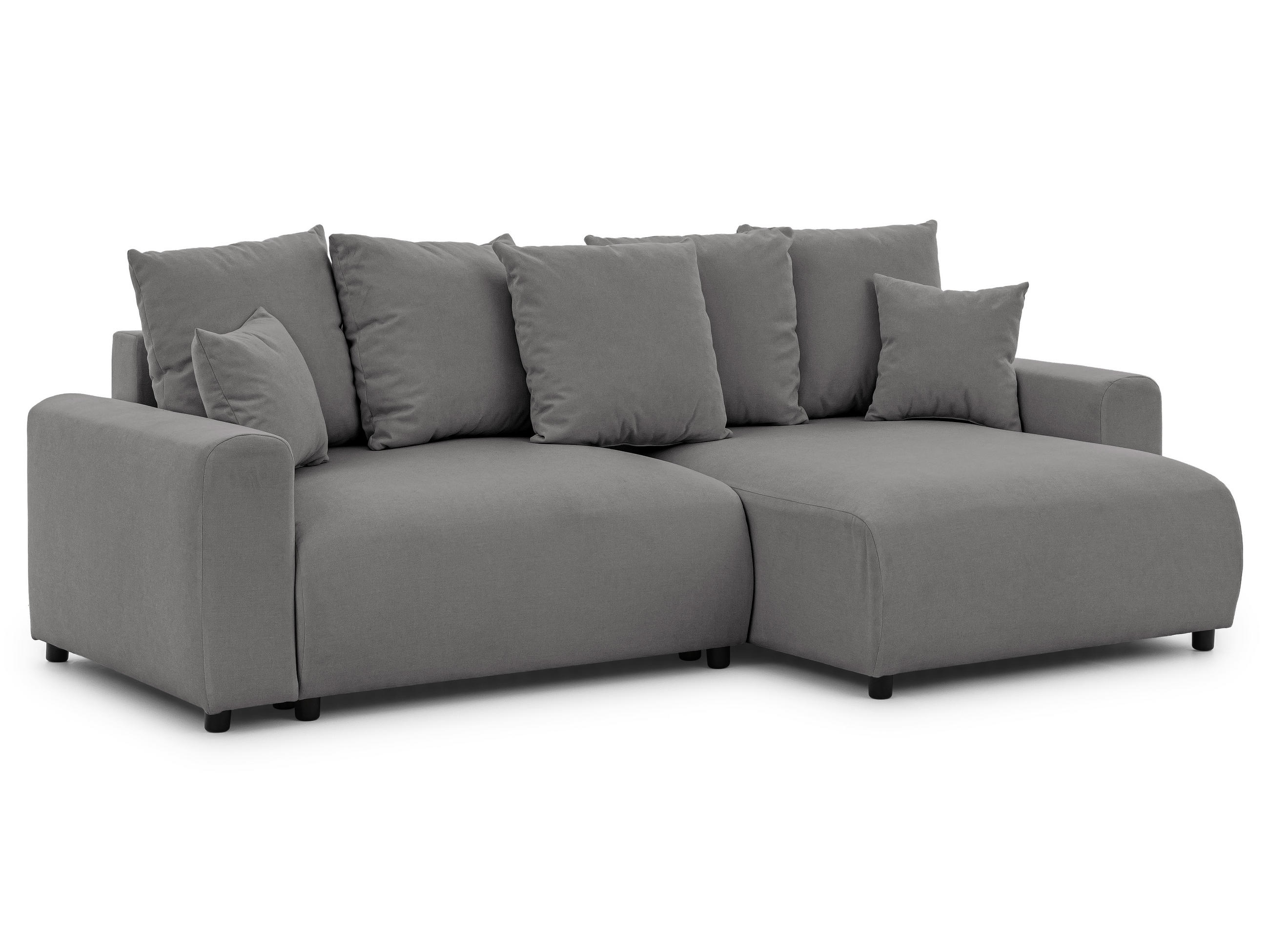 ECKSOFA Calma mit Schlaffunktion und Bettkasten im Bumpy-Design aus weichem Taupe Webstoff - Ottomane rechts - Taupe/Schwarz, Holz/Kunststoff (140/239cm) - S-Style