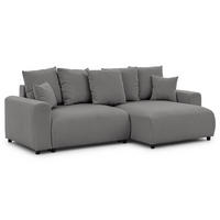 ECKSOFA Calma mit Schlaffunktion und Bettkasten im Bumpy-Design aus weichem Taupe Webstoff - Ottomane rechts - Taupe/Schwarz, Holz/Kunststoff (140/239cm) - S-Style