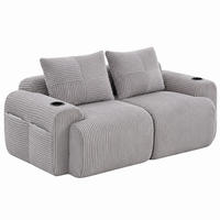 SOFA 2-Sitzer modular 200 x 99 x 80 cm Corduroy Light Gray - Hellgrau, Kunststoff (99/80/200cm) - Meubliv