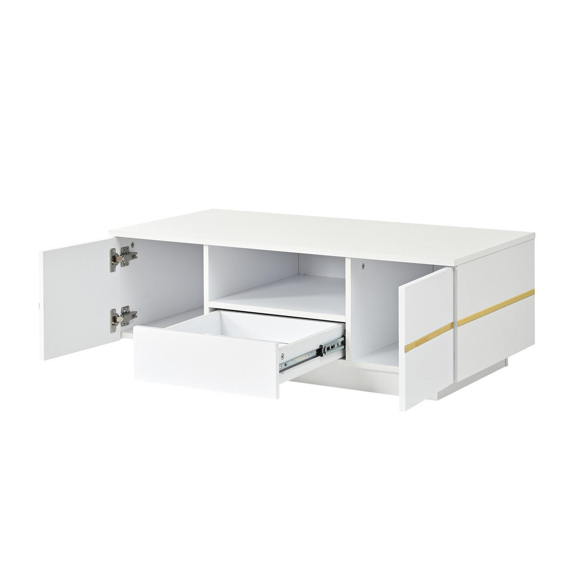 KLUB-STOLIĆ 100/50/35,5 cm s LED rasvjetom i prostor za pohranu u bijeloj boji - bijela, drvni materijal (50/100/35.5cm) - CHICFURN