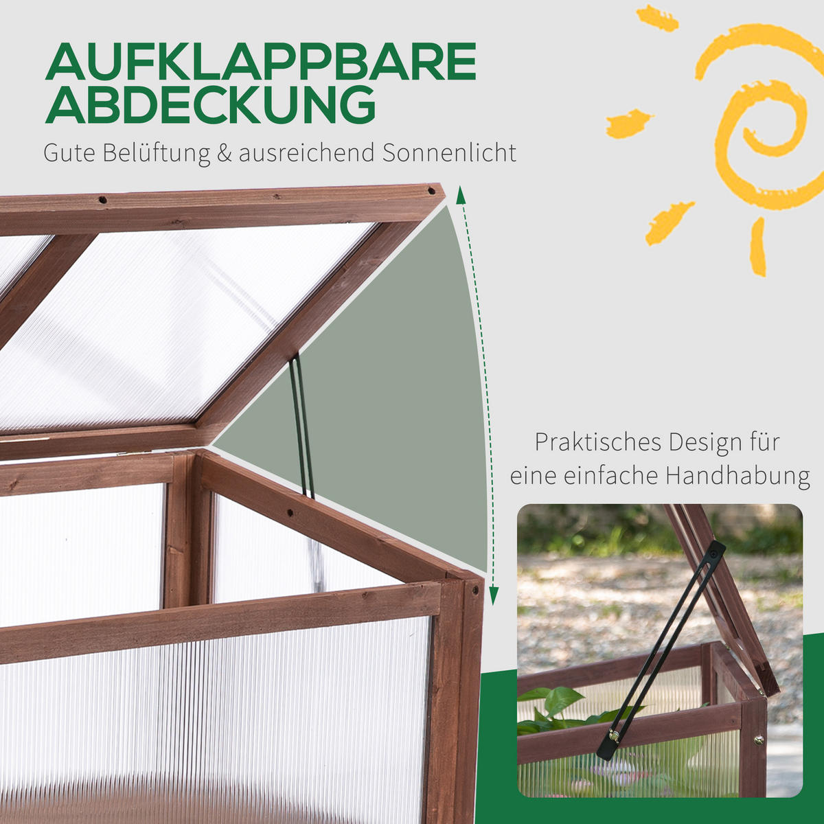 HOCHBEET, Tannenholz, PC-Platte, Braun - Braun, Holz (50/93/90cm) - Outsunny