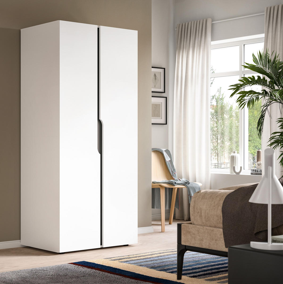 KLEIDERSCHRANK 2-türig ANGA (B/H/T: ca. 80/180/51 cm) in weiß/weiß - Weiß, Holzwerkstoff (80/180/51cm)