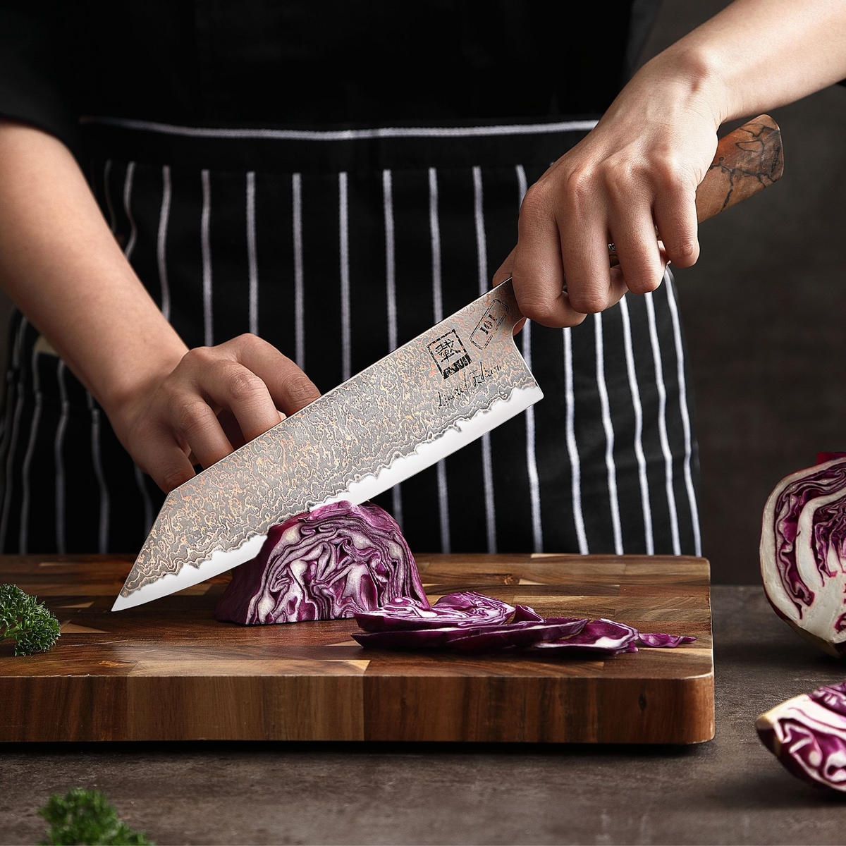 KIRITSUKE Damastmesser Kupfer Limited Edition - Braun, Metall (34cm) - Zayiko