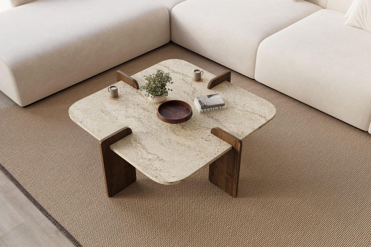 COUCHTISCH poalla beige - Beige, Holz (90/90/35cm) - Habitat Garten