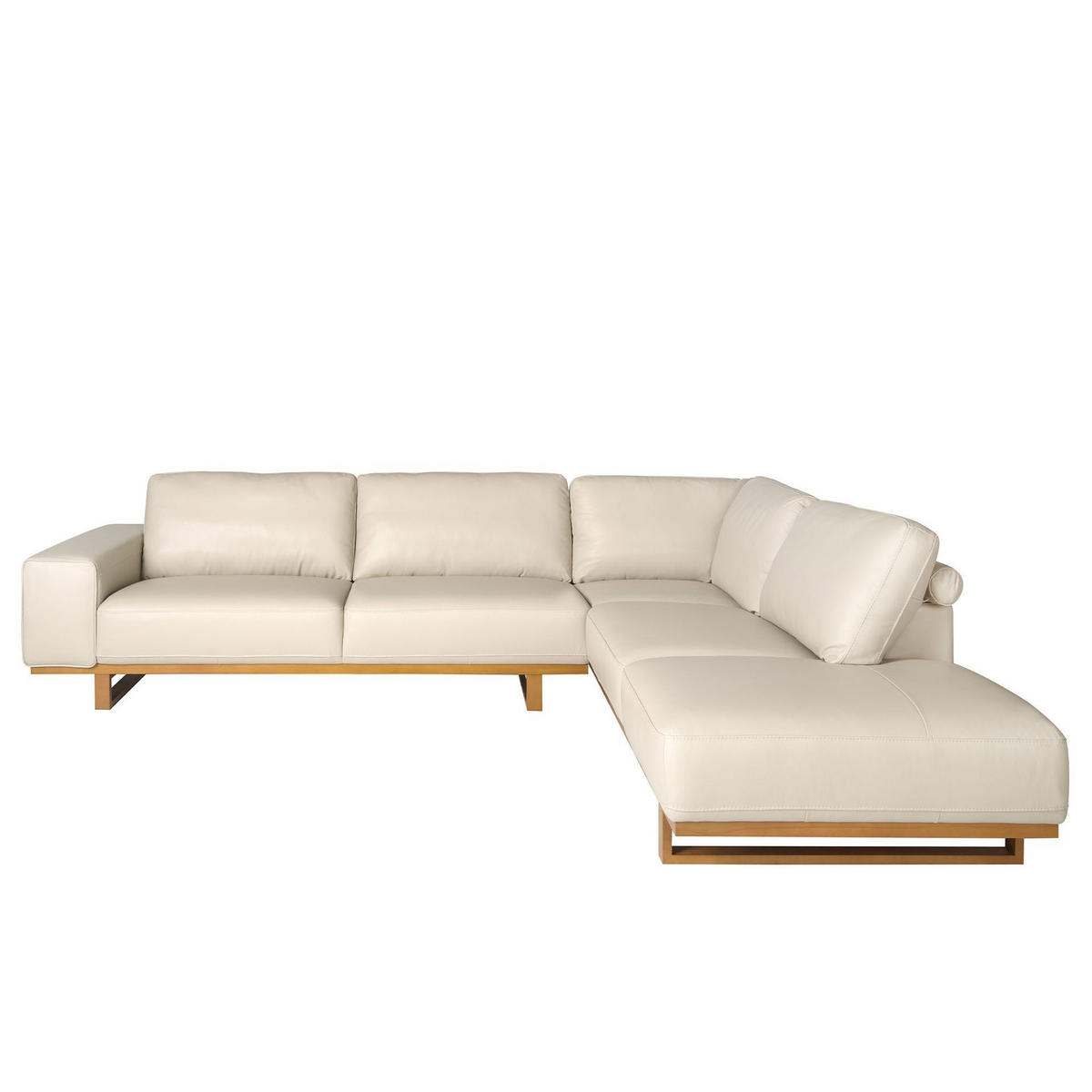 ECKSOFA Rechtes Ecksofa in Leder sand 316/252/82 cm - Sandfarben/Honig, Leder (316/252cm) - ANGEL CERDA