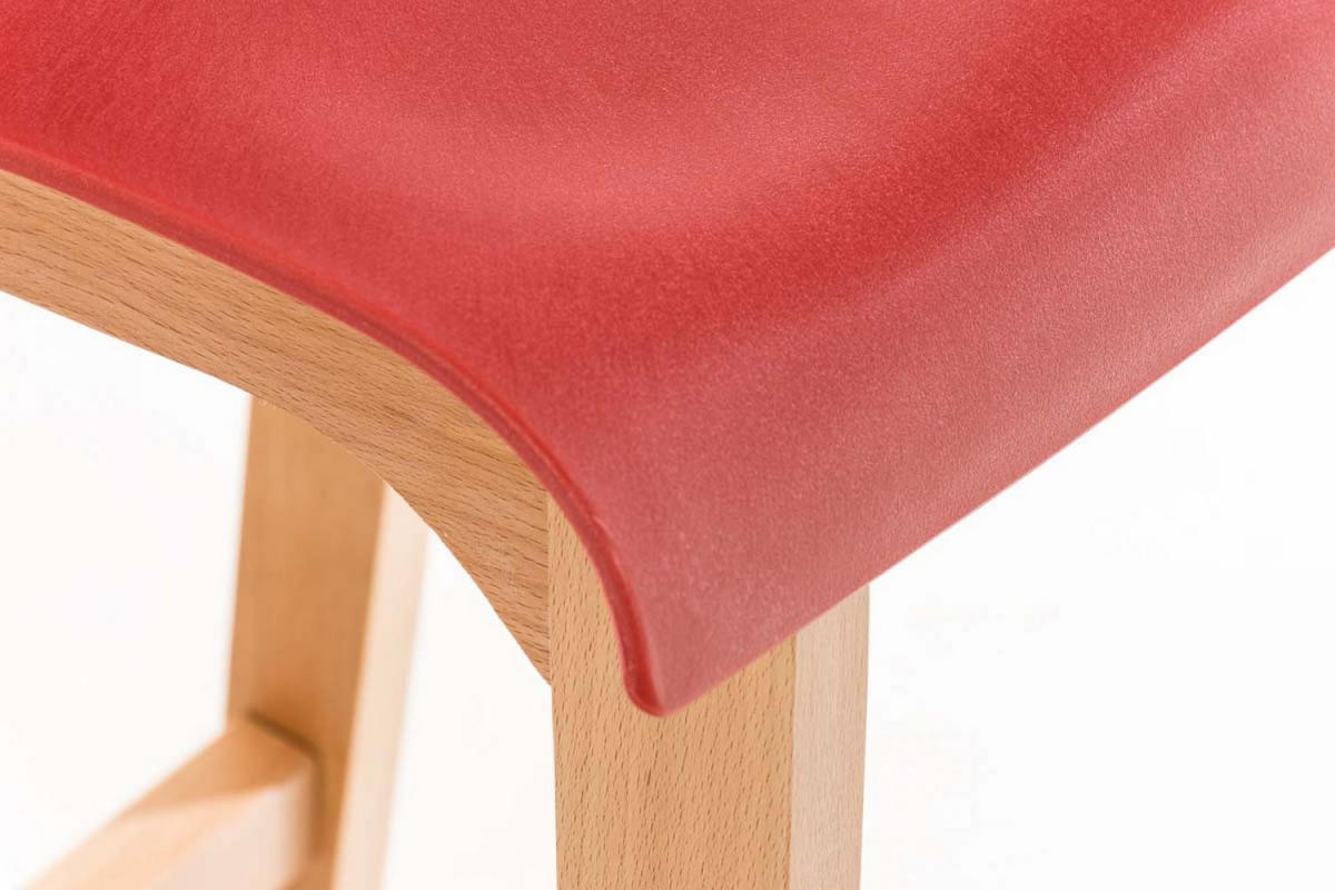 BARHOCKER Holz rot - Eukalyptusholzfarben/Rot, Holz (41/101/46cm) - CLP