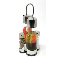 MENAGE Essig und Öl Spender Glas Edelstahl 210 - Grau, Metall (11/22.5/10.5cm) - DanDiBo