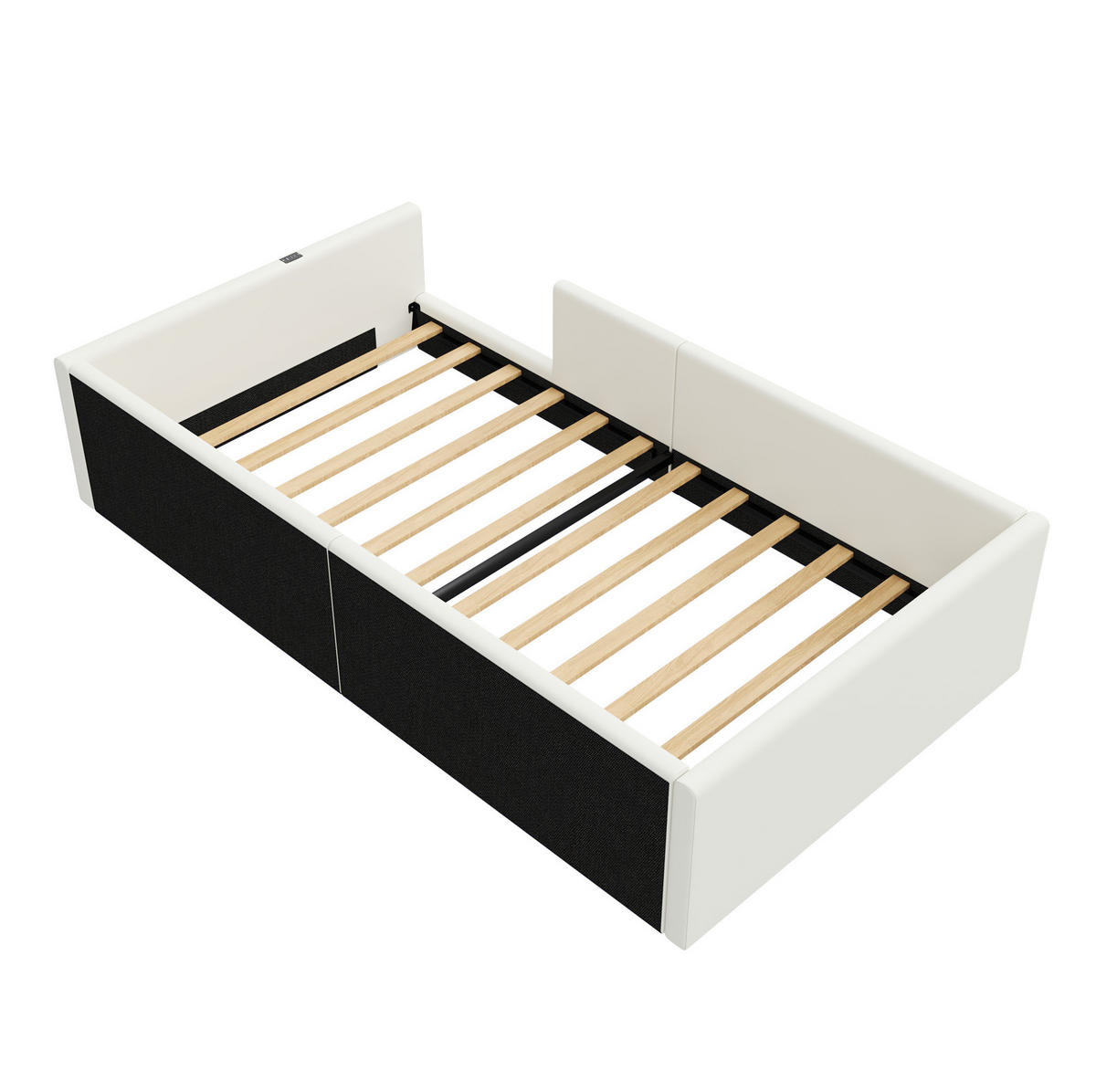 POLSTERBETT 90/200 cm weiß aus MDF mit Ladestation - Weiß, Holzwerkstoff (90/200cm) - OKWISH