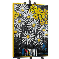 GEMÄLDE Schneeweiße Margeriten Schattenfugenrahmen Gelb 140x100 cm - Gelb, Holz (140/100cm) - YS-art gallery