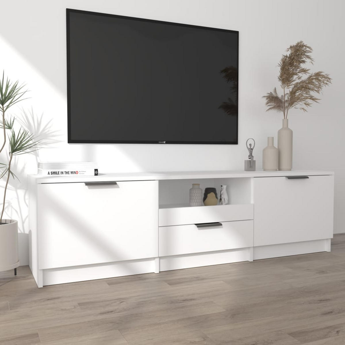TV-SCHRANK Weiß 140x35x40 cm Holzwerkstoff - Weiß, Holzwerkstoff (140/40/35cm) - furnicato