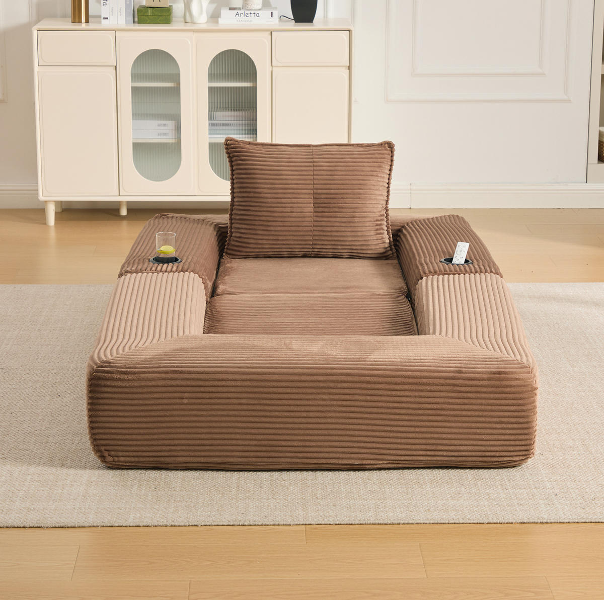 SOFA mit Schlaffunktion 122 x 98 x 80 cm Cord Braun - Dunkelbraun, Kunststoff (98/80/122cm) - Meubliv