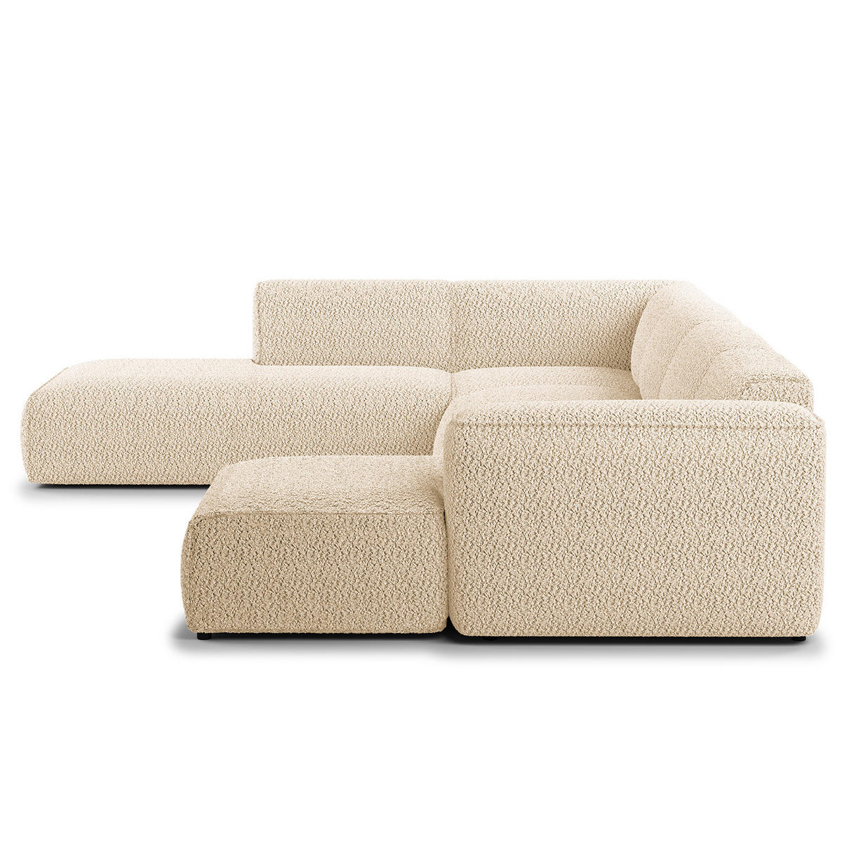 WOHNLANDSCHAFT mit Longchair - Beige/Schwarz, Kunststoff/Textil (325/71/235cm) - home24