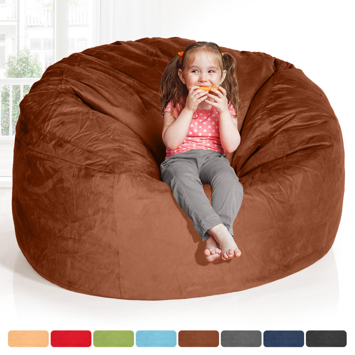 RIESEN-SITZSACK XXL JUMBO Velours 4ft - Braun, Textil (120/70/120cm) - Green Bean